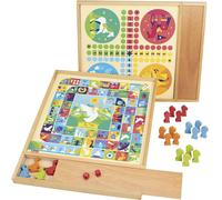 Jeux De L'oie Et Petits Chevaux - Jeux De Société - 4 Oies - 16 Chevaux - 2 Dès - A Partir De 3 Ans - Livret De Règle - Plateau En Bois - 8117, Moyen[Z1069]