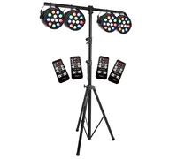 JEUX DE LUMIERE 4 PAR MINI RGBW IBIZA + 1 PORTIQUE POUR JEUX DE LUMIERE TRES ROBUSTE PA DJ LED SONO