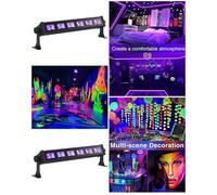 Jeux de lumière Pack de 2 BARRES UV à 6 LEDS 6x3W lumière noire soirée dansante fluo PA DJ LED MIX SONO BAR CLUB