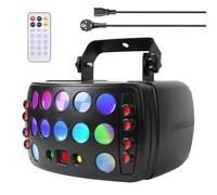 Jeux de Lumière pour Lumière Disco, RGB avec Effets Stroboscopiques et Laser,DMX512 & Télécommande, Laser DJ pour Fête, Noël, Anniversaires, Discothèques, Soirées