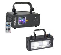 JEUX DE LUMIERE PUISSANT LASER LZR60G + STROBOSCOPE 20 LEDS + TELEC PA DJ SONO MIX BAR CLUB DISCO DANSE discothèque strobo sport NO