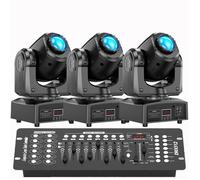 Jeux de lumiere U'king - 120W RGBW LED Lyre Gobo Beam - Pour DJ Party Disco Avec Console 192 Canaux - Noir Pack de 3