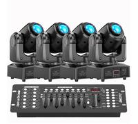 Jeux de lumiere U'king - 120W RGBW LED Lyre Gobo Beam - Pour DJ Party Disco Avec Console 192 Canaux - Noir Pack de 4