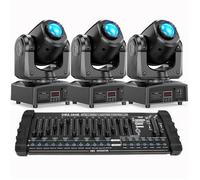 Jeux de lumiere U'king - 120W RGBW LED Lyre Gobo Beam - Pour DJ Party Disco Avec Console 384 Canaux - Noir Pack de 3