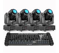 Jeux de lumiere U'king - 120W RGBW LED Lyre Gobo Beam - Pour DJ Party Disco Avec Console 384 Canaux - Noir Pack de 4