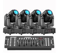 Jeux de lumiere U'king - 80W RGBW LED Lyre Gobo Beam - Pour DJ Party Disco Avec Console 192 Canaux - Noir Pack de 4