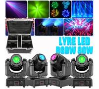 Jeux de lumiere U'king - 80W RGBW LED Lyre Gobo Beam - Pour DJ Party Disco - Noir Pack de 4 Avec Flightcase