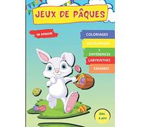 Jeux de Pâques: Livre d'activités - Coloriages - Découpages - 7 différences - Labyrinthes - Enigmes - Et bien plus ! | En couleur | Dès 4 ans