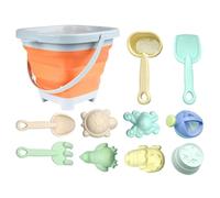 Jeux de Plage pour Enfants avec Seau Pliable, Moules de Sable, Rake & Pelle, Jouets Portables de Sable de Voyage pour Tout-Petits, Essentials de Plage Extérieure d'Été