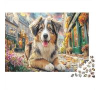 Jeux de Puzzle Adultes Border Collie Chiot Berger Australien Stimulant Cérébral Anti-Stress 70x50cm 1000 pièces