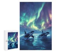 Jeux De Puzzle pour Adultes 1000 PCS Orcas Under Aurora Borealis Jeux De Puzzle pour Adultes, Jeux Familiaux, Anti-Stress, Cadeaux d'anniversaire Et De Noël Uniques 1000 PCS