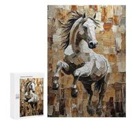 Jeux De Puzzle pour Adultes 300 PCS Galloping Horse in Dynamic Impasto Style Jeux De Puzzle pour Adultes, Jeux Familiaux, Anti-Stress, Cadeaux d'anniversaire Et De Noël Uniques 300 PCS