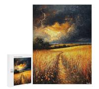 Jeux De Puzzle pour Adultes 500 PCS Impressionist Inspired Storm Over Golden Fields Jeux De Puzzle pour Adultes, Jeux Familiaux, Anti-Stress, Cadeaux d'anniversaire Et De Noël Uniques 500 PCS
