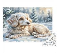 Jeux de Puzzle pour Adultes Wire Fox Terrier, Chien Fluffy dans la Neige Stimulant et Réflexion pour la Décompression 70x50cm/1000pcs