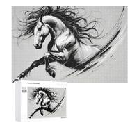 Jeux De Réflexion pour Adolescents 1000 PCS Black and White Horse Puzzle, Jeu De Réflexion, Cadeau d'anniversaire, Activités Amusantes À La Maison, 1000 PCS