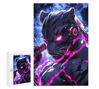 Jeux De Réflexion pour Adolescents 1000 PCS Black Leopard Warrior Animal Puzzle, Jeu De Réflexion, Cadeau d'anniversaire, Activités Amusantes À La Maison, 1000 PCS