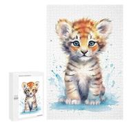 Jeux De Réflexion pour Adolescents 1000 PCS Cute Watercolor Baby Tiger Puzzle, Jeu De Réflexion, Cadeau d'anniversaire, Activités Amusantes À La Maison, 1000 PCS