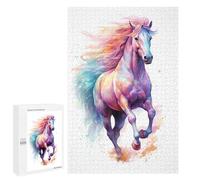 Jeux De Réflexion pour Adolescents 1000 PCS Cute Watercolor Horse Puzzle, Jeu De Réflexion, Cadeau d'anniversaire, Activités Amusantes À La Maison, 1000 PCS