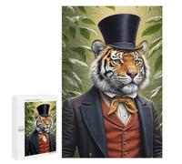 Jeux De Réflexion pour Adolescents 1000 PCS Dapper Tiger in Top Hat and Suit Puzzle, Jeu De Réflexion, Cadeau d'anniversaire, Activités Amusantes À La Maison, 1000 PCS