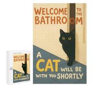 Jeux De Réflexion pour Adolescents 1000 PCS Fat Cat Welcome Bathroom Art Puzzle, Jeu De Réflexion, Cadeau d'anniversaire, Activités Amusantes À La Maison, 1000 PCS