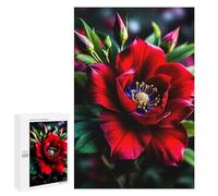 Jeux De Réflexion pour Adolescents 1000 PCS Red Flower with Blue Center Puzzle, Jeu De Réflexion, Cadeau d'anniversaire, Activités Amusantes À La Maison, 1000 PCS