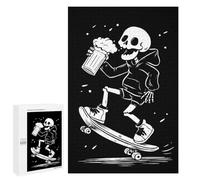 Jeux De Réflexion pour Adolescents 1000 PCS Skeleton Skateboarder with Beer Puzzle, Jeu De Réflexion, Cadeau d'anniversaire, Activités Amusantes À La Maison, 1000 PCS