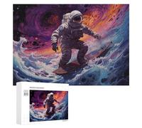 Jeux De Réflexion pour Adolescents 300 PCS Astronaut Surfing Puzzle, Jeu De Réflexion, Cadeau d'anniversaire, Activités Amusantes À La Maison, 300 PCS