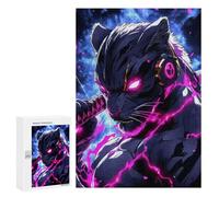 Jeux De Réflexion pour Adolescents 300 PCS Black Leopard Warrior Animal Puzzle, Jeu De Réflexion, Cadeau d'anniversaire, Activités Amusantes À La Maison, 300 PCS