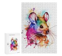 Jeux De Réflexion pour Adolescents 300 PCS Cute Colorful Mouse Art Puzzle, Jeu De Réflexion, Cadeau d'anniversaire, Activités Amusantes À La Maison, 300 PCS