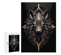Jeux De Réflexion pour Adolescents 300 PCS Wild Black Golden Wolf Puzzle, Jeu De Réflexion, Cadeau d'anniversaire, Activités Amusantes À La Maison, 300 PCS