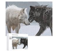 Jeux De Réflexion pour Adolescents 500 PCS Black White Wolf Vintage Puzzle, Jeu De Réflexion, Cadeau d'anniversaire, Activités Amusantes À La Maison, 500 PCS