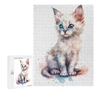 Jeux De Réflexion pour Adolescents 500 PCS Watercolor Balinese Cat Puzzle, Jeu De Réflexion, Cadeau d'anniversaire, Activités Amusantes À La Maison, 500 PCS