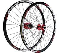 Jeux De Roues De VTT 26 27,5 29, Roues De Montagne En Alliage À Double Paroi Avec Freins À Disque 32H, Roues De Vélo Avec Moyeu HG Compatible Avec Des Cassettes 7-12 Vitesses.,Rouge,27.5inch