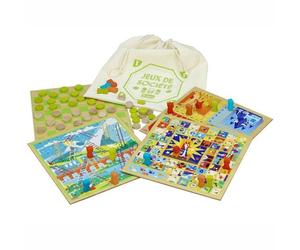 Jeux de société 4 plateaux en bois Jeu de dame, Petits chevaux, Oie,