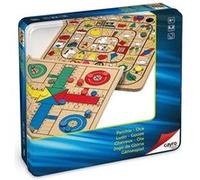 Cayro – Jeu Parcheesi/Oie en bois multicolore – Boîte en métal 27x27 cm – Dés et jetons