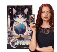 Jeux de tarot pour chat - Jeu de 78 cartes mystiques pour la lecture du destin, outils spirituels, ensemble Oracle avec guide de symboles, jeux de divination, cartes de destinée pour les réunions