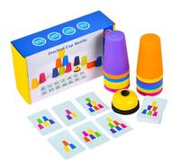 Jeux De Tasses Emboîtables "Battle", Avec 12 Tasses, 1 Cloche Sonore Et 50 Cartes à Questions, Matériau Pp, Stacking Cups Baby, Jeu De Défi à Deux Joueurs, Pour Des Compétitions De Jeux Familiaux