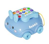 Jeux de téléphone pour enfants, téléphone musical pour enfants - Faites semblant de téléphone tirer la voiture avec des roues,Apprendre les jouets, le style de lapin, le jeu de marche, amusez-vous