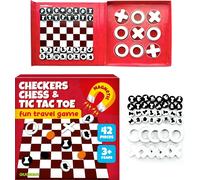 Jeux De Voyage Pour Enfant 3 4 5 Ans-3 En 1 Echecs Magnétique-Jeu De Dames-Morpion-Jeu De Societe Magnétique Pour Enfant Activités Voyage-Jouets Éducatifs De 4 5 6 Ans