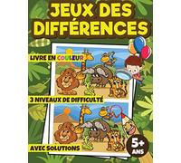 Jeux des différences 5 ans +: Cherche les differences pour enfants de 5, 6, 7 ans et plus ! Livre entièrement en couleur (Format Géant), Cahier de ... énigme et défis sur les animaux et autre