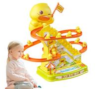 Jeux d'escalade avec Donald Ducks - ABS - 27,5 x 23 x 14,5 cm - Jouet de montagnes russes avec lumières et musique - Escaliers roulants éducatifs - Jeux interactifs avec canard - Circuit d'escalade