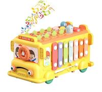 Jeux d'Éveil Bébé,Jouet Musical Bébé Bus avec Cube Musique Lumière, Jouet éducatif pour Petite Enfance, (Jaune)