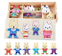 Jeux d'habillage Tri et Correspondance Puzzle pour Tout-Petits Changer de vêtements Jeux de Puzzle Coffre à Jouets en Bois pour Filles et garçons à partir 3 Ans Style 2
