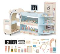 Jeux d'imitation Docteur COSTWAY 20 Accessoires, Doctor Kit pour Enfants 3-6 Ans,Pretend Medical Station Bleu