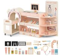 Jeux d'imitation Docteur COSTWAY 20 Accessoires, Doctor Kit pour Enfants 3-6 Ans,Pretend Medical Station Rose