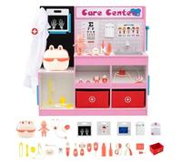 Jeux d'imitation Docteur COSTWAY - 29 Accessoires, Jouet Educatif pour Enfants 3-6 Ans Rose
