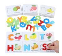 Jeux d'Orthographe, Activités Éducatives en Bois avec Fruits pour Associer Lettres et Apprendre, Apprentissage des Lettres pour Maternelle, Pratique de Lecture Précoce pour École à la Maison et