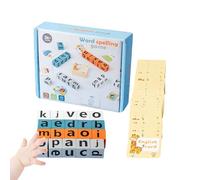 Jeux D'orthographe avec Cartes Flash, Blocs De Lecture en Bois, Jouets De Cartes Flash Alphabet, Jeux De Lettres Assorties en Bois, Jouet d'apprentissage Éducatif De Mots pour Garçons Et Filles