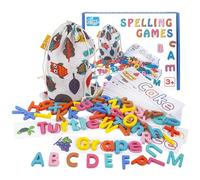 Jeux d'orthographe - Cartes Flash Word d'Alphabet | Blocs de mots correspondants de lettres | Lettres et chiffres en bois Jouets | Jouet éducatif | Jeu de sorts en anglais pour