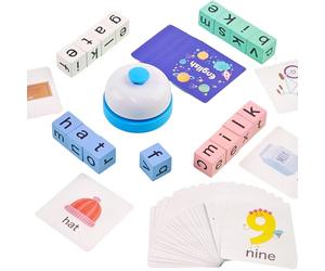 Jeux d'orthographe - Puzzles éducatifs en bois, Activités de construction Mots avec Flash Cards | pour la salle de classe, l'école, maternelle, fête, réunion de famille, 3 ans et plus, cadeau,